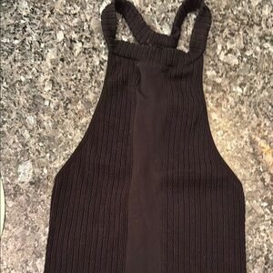 Free People Black Ribbed Halter Top
